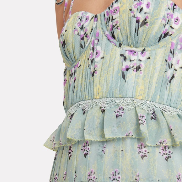 NWT Self Portrait Floral Tiered Chiffon Midi Dress US10 - Picture 3 of 16